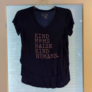 Latched Mama "Kind Moms" Nursing Maternity Navy/Mauve Tee Size Medium